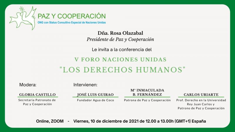 Invitación V Foro Naciones Unidas – Los Derechos Humanos – Peace And ...